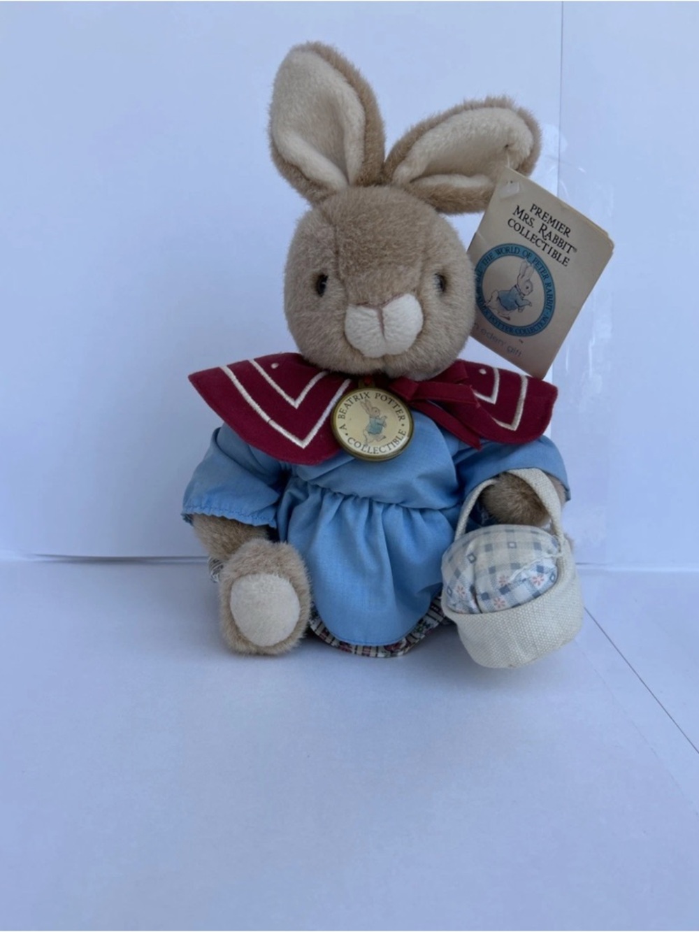 Premier Mr. Rabbit Plush Bunny in Tan with Blue Dress